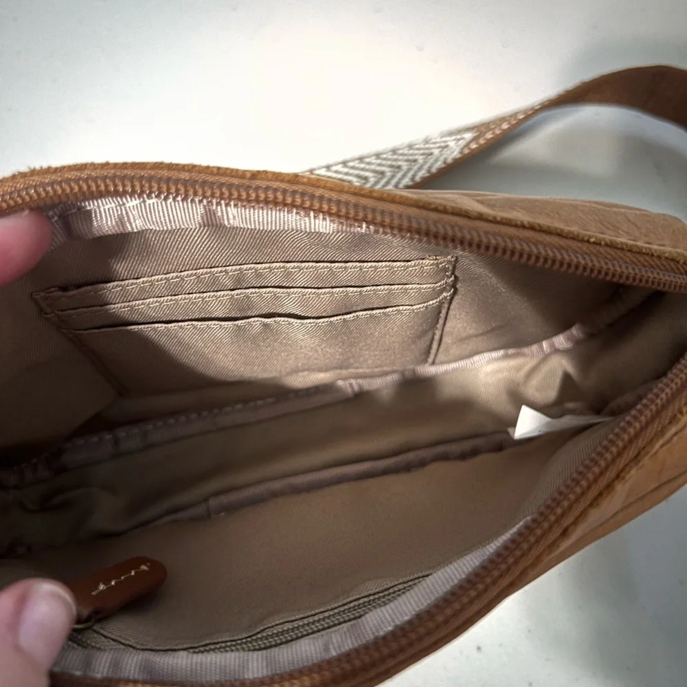 The Sak Embossed Brown Leather Phone Crossbody
